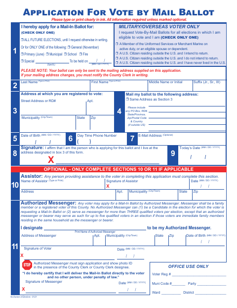 First page of the Application for Vote by Mail Ballot