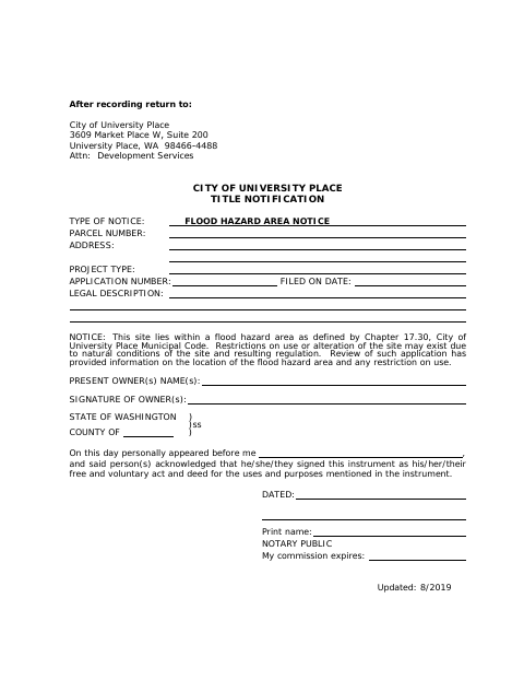 First page of the Flood Hazard Area Notice