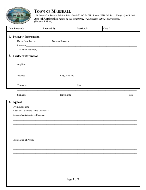 First page of the Appeal Application