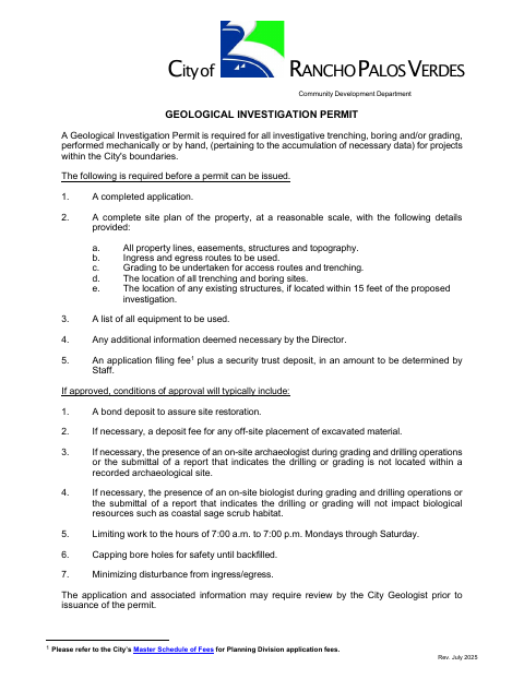 First page of the Geological Investigation Permit