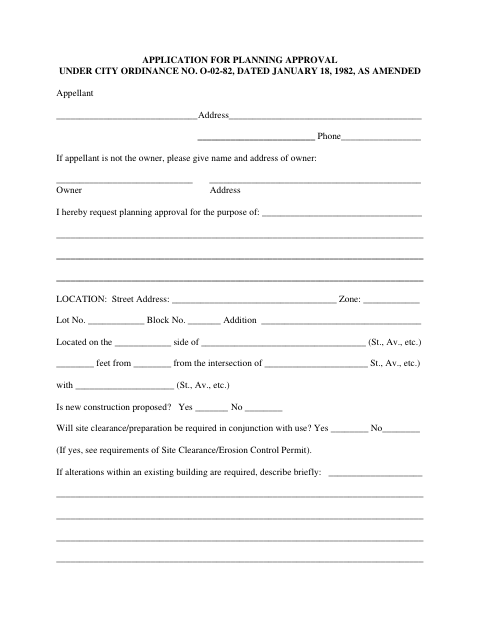 First page of the Application for Planning Approval