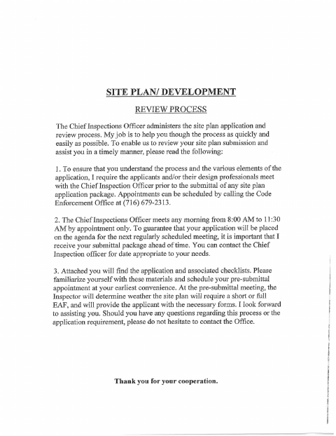 First page of the Site Plan Review and Application