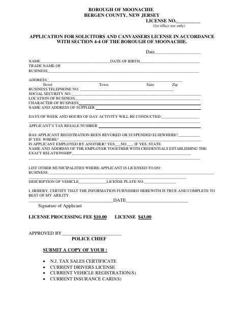First page of the Solicitor License Application