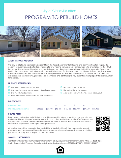 First page of the HOME Program Application Package