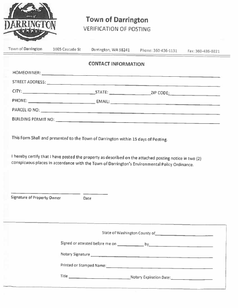First page of the Verification of Posting