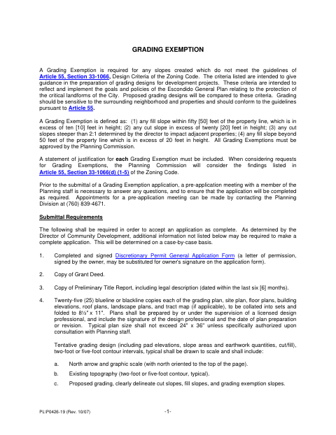 First page of the Grading Exemption