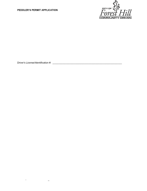 First page of the Peddler's Permit Application