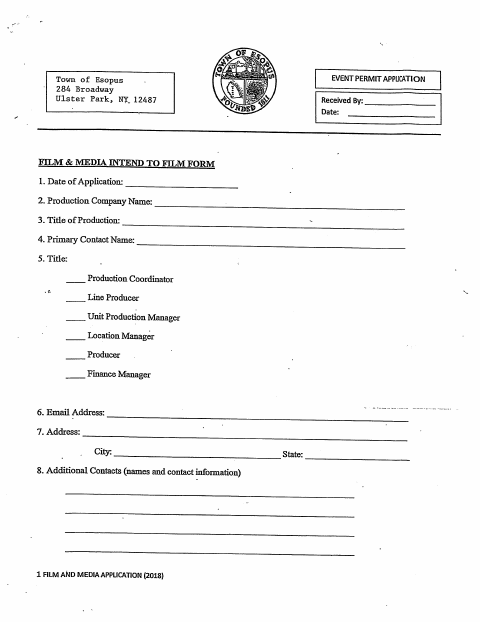 First page of the Film And Media Application