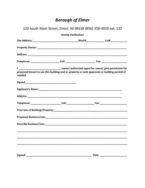 First page of the Zoning Verification