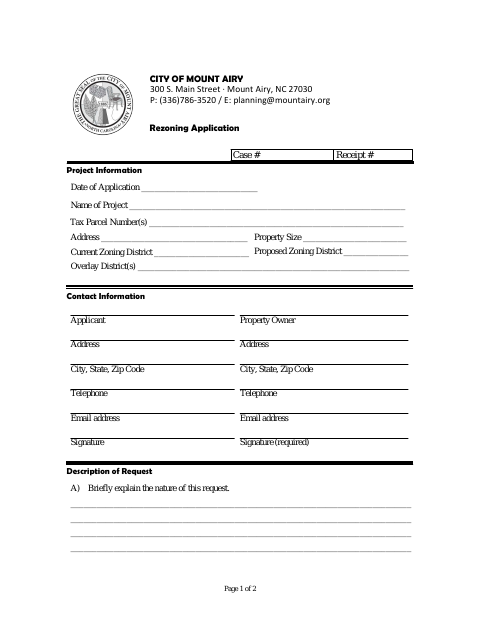 First page of the Rezoning Application