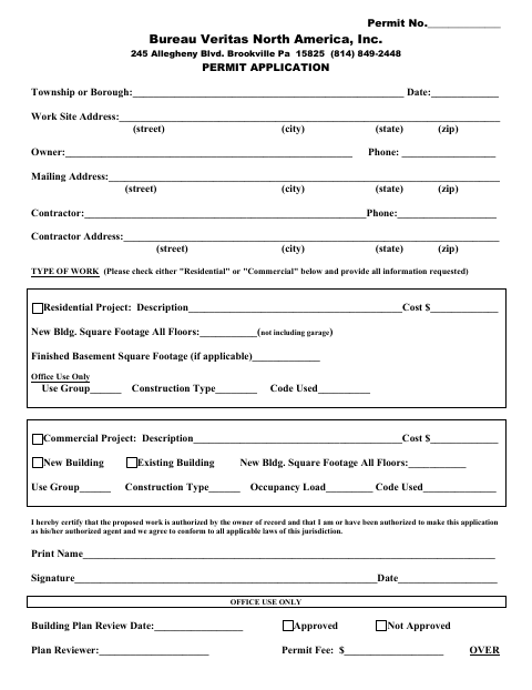 First page of the Foundation Permit Application