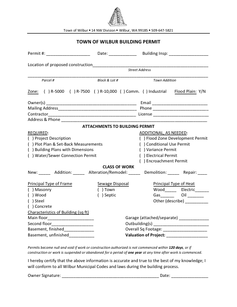 First page of the Building Permit