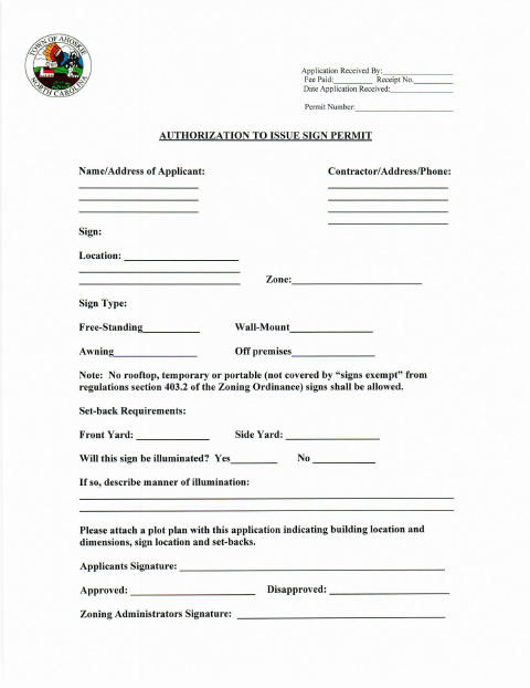 First page of the Sign Permit Application