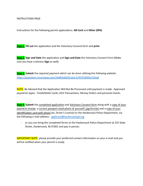 First page of the AB Card Application