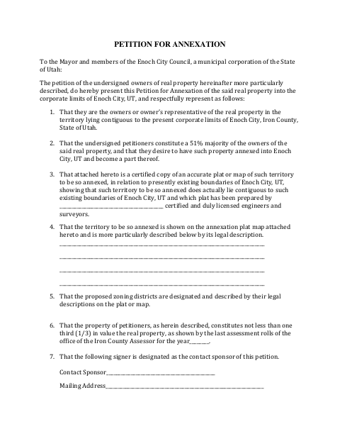 First page of the Petition for Annexation