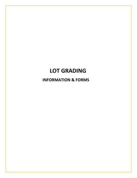 First page of the Lot Grading Information & Forms