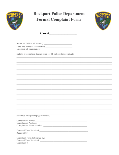 First page of the Formal Complaint Form