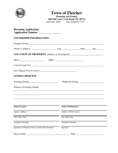 First page of the Rezoning Application