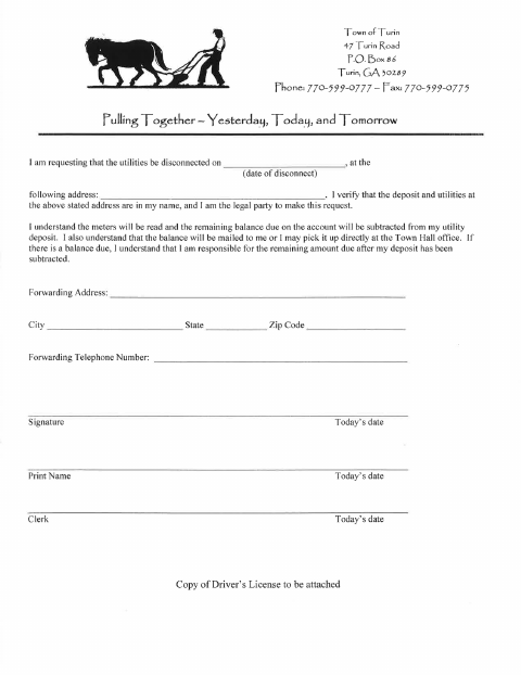 First page of the Service Disconnection Request