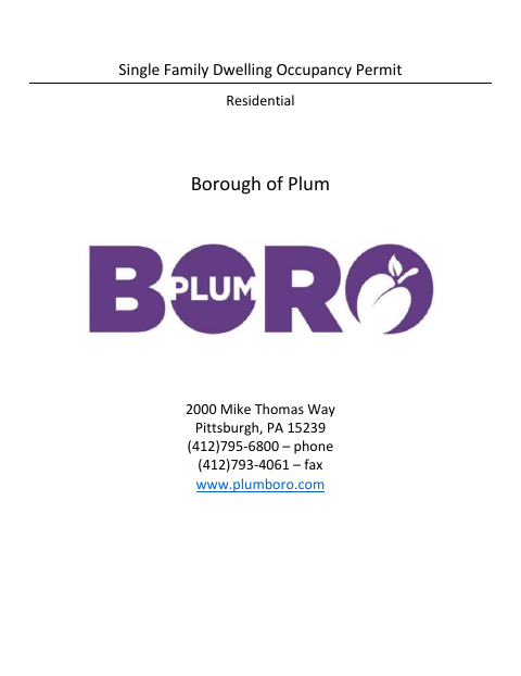 First page of the Residential Occupancy Permit