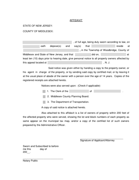 First page of the Affidavit of Service