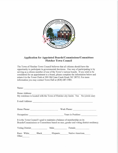 First page of the Volunteer Board Application