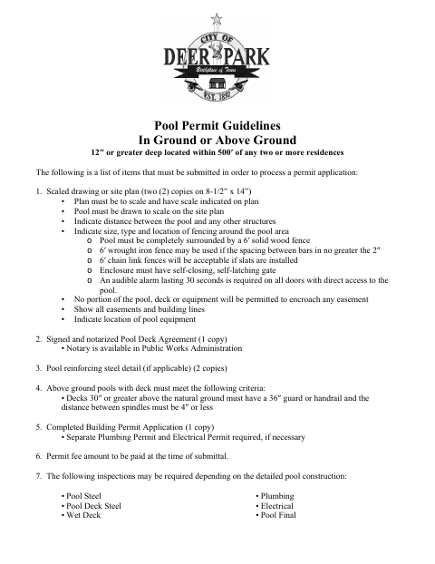 First page of the Pool Deck Agreement