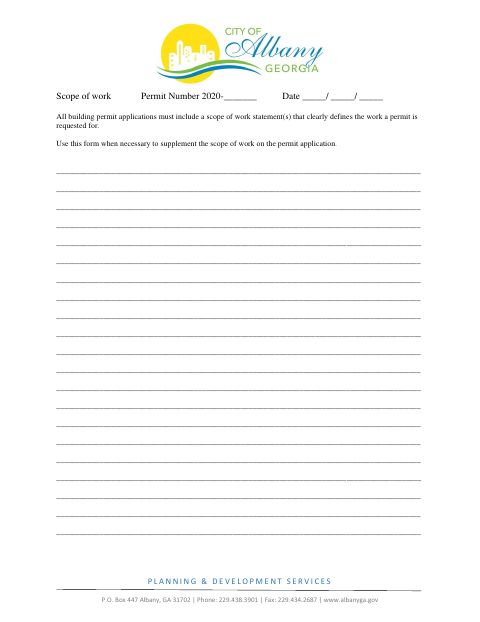 First page of the Scope of Work