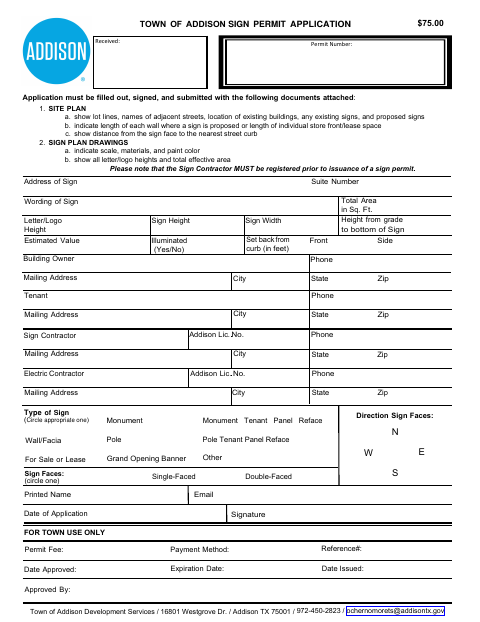 First page of the Sign Permit Application