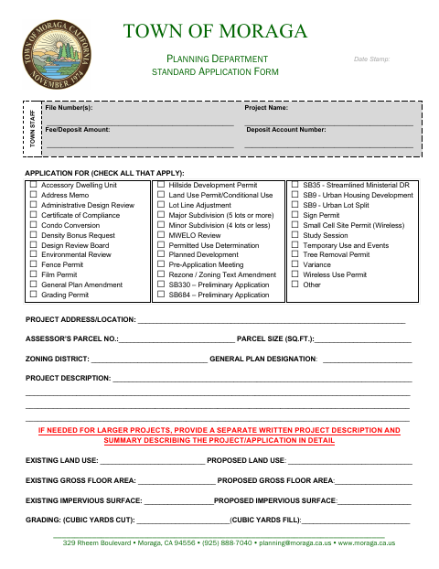 First page of the Standard Planning Application Form