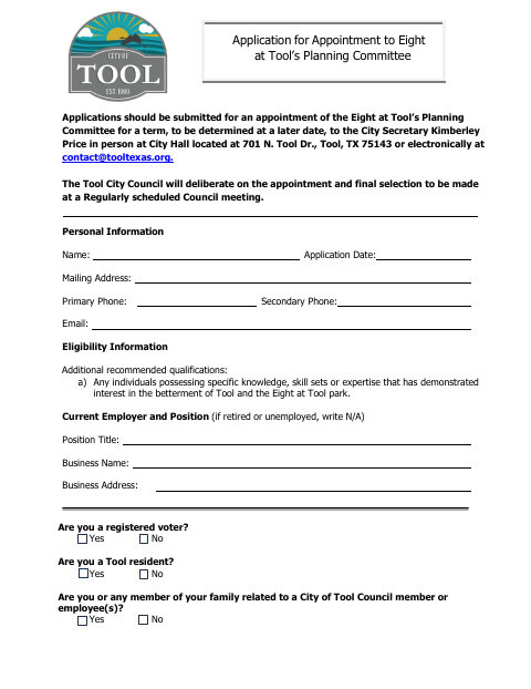 First page of the Planning Committee Appointment Application