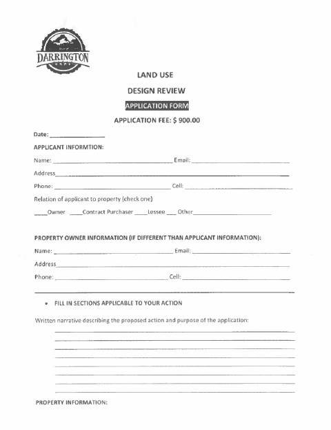 First page of the Land Use Design Review Application