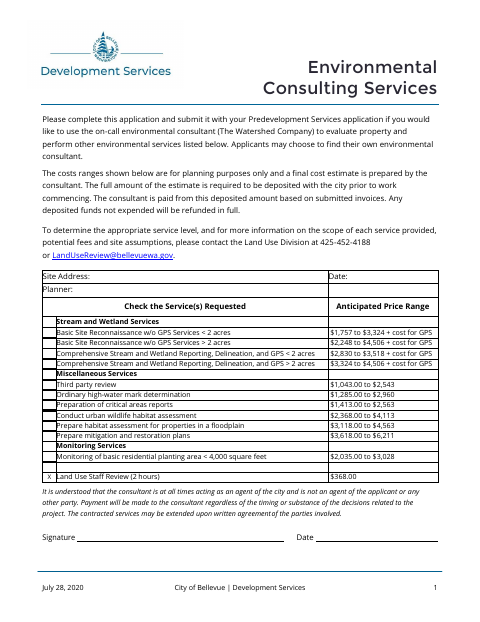 First page of the Environmental Consulting Services