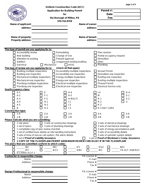 First page of the Building Permit Application