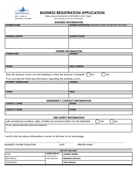 First page of the Business Registration Application