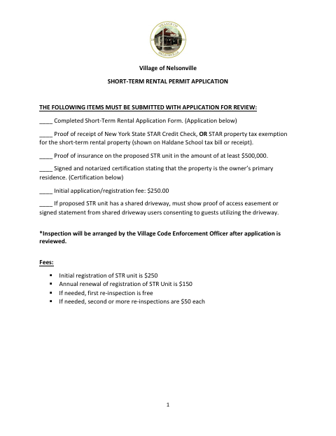 First page of the Short-Term Rental Permit Application