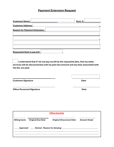 First page of the Payment Extension Request