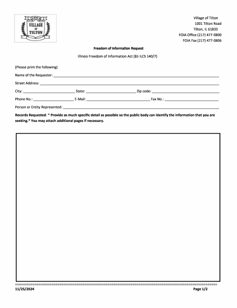 First page of the Freedom of Information Request