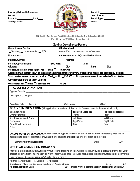 First page of the Zoning Compliance Permit