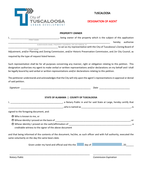 First page of the Designation of Agent