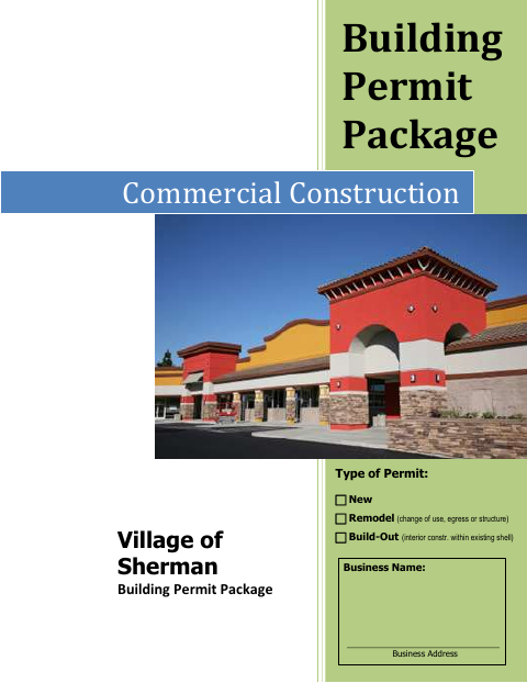 First page of the Commercial Building Permit Package