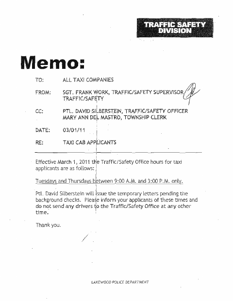First page of the Taxi and Bus Driver License Application