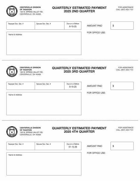 First page of the 2025 Individual Estimated Tax Vouchers