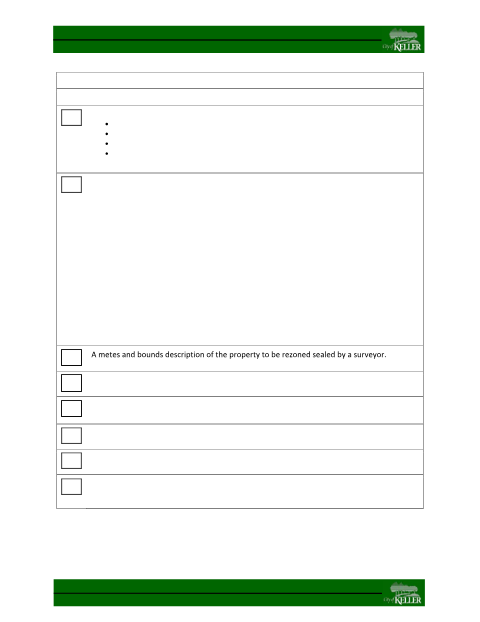 First page of the Zoning Change Checklist