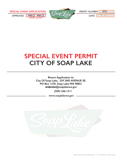 First page of the Special Event Permit Application