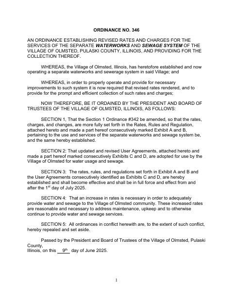 First page of the Water and Sewer Service Agreements
