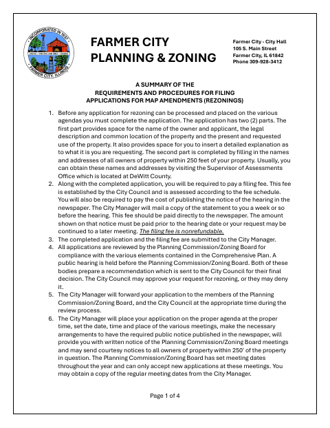 First page of the Rezoning Request Application