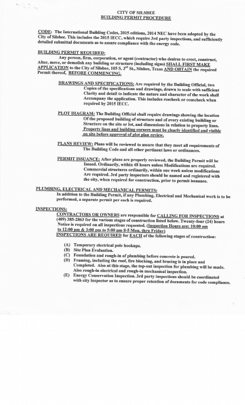 First page of the Building Permit Procedure