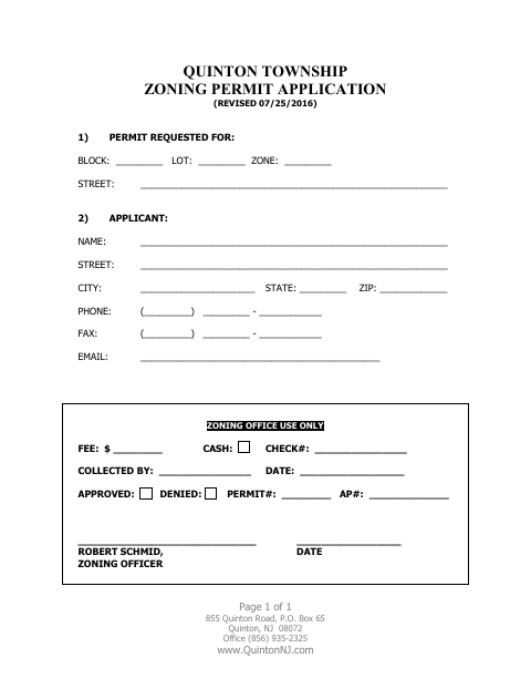 First page of the Zoning Permit Application