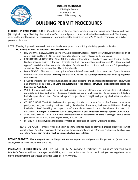 First page of the Building Permit Application and Workers’ Compensation Exemption